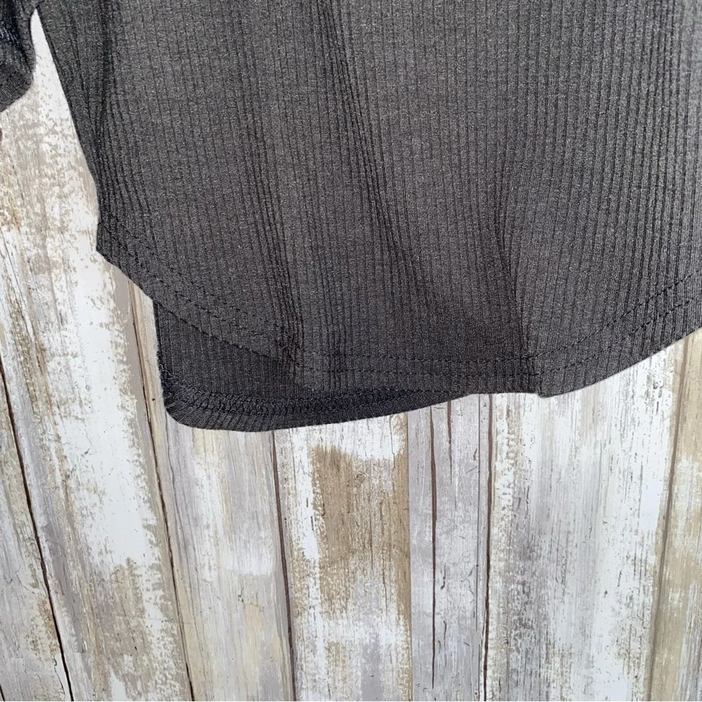 Free People We The Free Night Lil Puff Sleeve Top Gray Square Neck Fitted Blouse